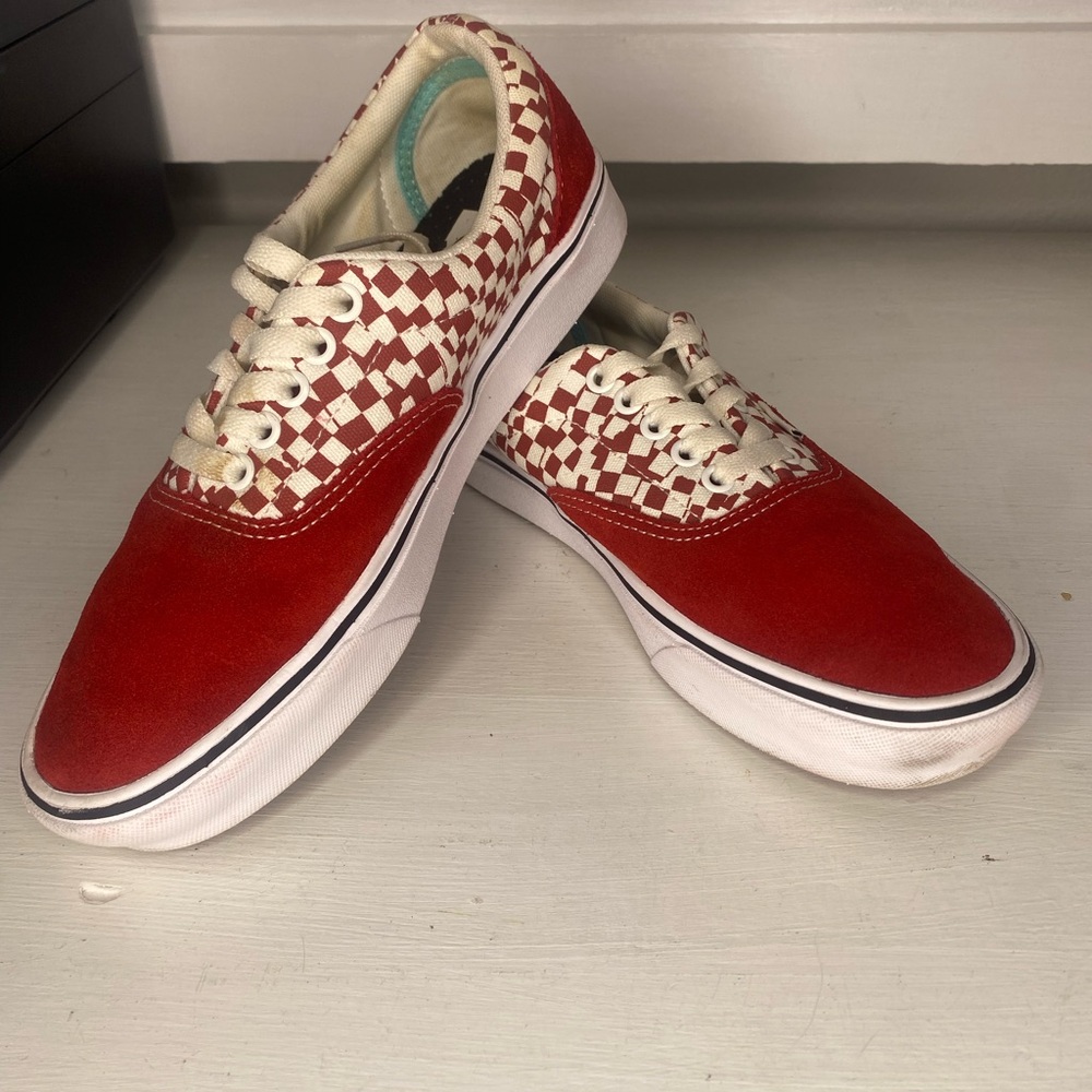 Vans Red and White Checkered Sneakers
